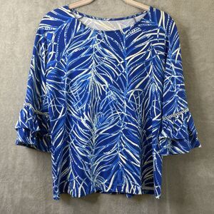 Lilly Pulitzer Laddie Top Women’s Small Twilight Blue Ruffle Sleeves